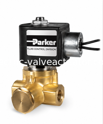 Un buon prezzo. Valvola solenoide a due vie di Parker, normalmente aperta, filo di tubo da 1/4
